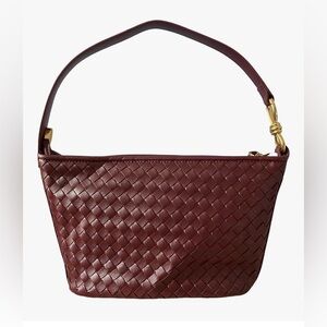Woven Faux Leather Shoulder - Cossbody Burgundy Bag